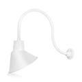 12in White Outdoor Angle Shade Gooseneck Sign Light Fixture with 24in Long Extension Arm - Wall Sconce Farmhouse Vintage Antique Style - UL Listed - 9W 900lm A19 LED Bulb (5000K Cool White)