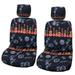 Winnie Fashion 2 Hawaiian Car Seat Covers w/ 2 Headrest Covers - Ukulele Black and Navy (Standard No Customization Black)