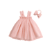 Qtinghua Toddler Baby Girls Dress Tulle Tutu Dress Lace Princess Birthday Wedding Party Dresses+Headband Summer Clothes Pink 4-5 Years
