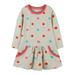 Tosmy Girls Clothes Toddler s Long Sleeve Dress With Pocket Dot Pattern Cartoon Appliques Print A Line Flared Skater Dress Cotton Dress Outfit Kids Casual Dresses