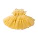 Tosmy Toddler Baby Girl Dress Lace Sleeveless Dress Solid Color Bow Dress Princess Puffy Dress Suitable For Wedding Party Prom Kids Casual Dresses