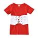 Tosmy Toddler Girl Dress Solid Color Crew Neck Short Sleeve Short Sleeve T Shirt Dress With White Lace Up Waistband Party Dresses