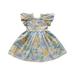 Tosmy Girls Clothes Puff Sleeve Sweetheart Neck Floral Print Ruffled A Line Swing Dress Kids Casual Dresses