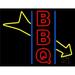 24 x 31 in. Red BBQ with Arrow Neon Sign - Red Blue & Yellow