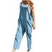 REORIAFEE Women s Casual Jumpsuits Baggy Rompers Square Collar Sleeveless Jumpsuit Solid Color Sling Women s Sexy Bodysuit Bodycon Romper Jumpsuit Club Night Camisole Suspender Jumpsuit Blue S