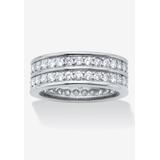 Women's 2.05 Cttw. Round Cz Platinum-Plated Sterling Silver Double-Row Eternity Ring by PalmBeach Jewelry in Platinum (Size 7)