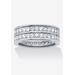 Women's 2.05 Cttw. Round Cz Platinum-Plated Sterling Silver Double-Row Eternity Ring by PalmBeach Jewelry in Platinum (Size 7)