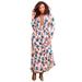 Plus Size Women's Boho Knit Maxi Dress by Roaman's in Beige Leopard Flowers (Size 30/32)