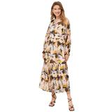 Plus Size Women's Henley Sheer Tiered Maxi Dress by ellos in Multi Abstract Print (Size 16)