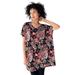 Plus Size Women's Oversized Tunic by ellos in Black Floral Print (Size M)