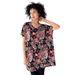 Plus Size Women's Oversized Tunic by ellos in Black Floral Print (Size L)