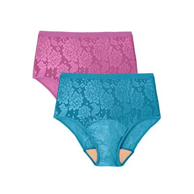 Plus Size Women's Lace Incontinence Brief 2-Pack by Comfort Choice in Midtone Pack (Size 8)
