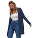 Plus Size Women's Long Boyfriend Cardigan With Tortoise Buttons by ellos in Navy (Size 30/32)