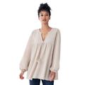 Plus Size Women's Keyhole Tiered Textured Knit Tunic by ellos in Stone (Size 18/20)