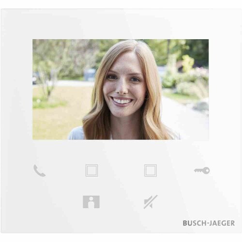 Busch-Jaeger Video-Haustelefon, Bus-System, Unterputz, Farbe PAL, 108mm, weiß, 131,4x122,3x18mm, hörerlose Sprechstelle Image