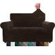 XINEAGE 1 Piece Velvet Couch Covers for 2 Cushion Couch High Stretch Loveseat Slipcover for Pets Dogs Anti Slip Love Seat Sofa Slipcover Furniture Protector (2 Seater, Dark Coffee)