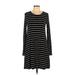 Old Navy Casual Dress - A-Line Crew Neck Long sleeves: Black Print Dresses - Women's Size Medium