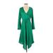 Cushnie Casual Dress V Neck 3/4 sleeves: Green Solid Dresses - Women's Size 2