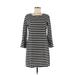 J.Crew Factory Store Casual Dress - Shift Crew Neck 3/4 sleeves: Black Print Dresses - Women's Size Medium