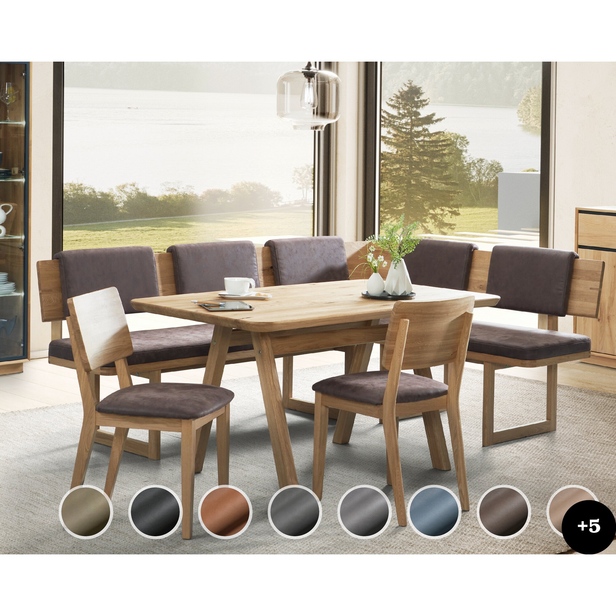 Schösswender »Deven« Eckbankgruppe I Gavin 04 hellbraun / Wildeiche Samtöl