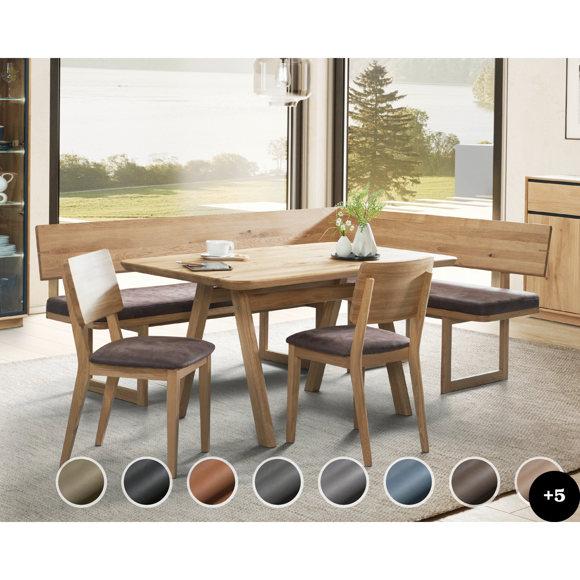 Schösswender »Deven« Eckbankgruppe II Gavin 10 hellgrau / Wildeiche Samtlack