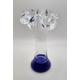 Retro 1970's glass hanky vase, handkerchief vase, cobalt blue clear glass ruffled frilly vase