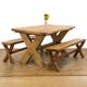 Rustic Farmhouse Kitchen Table with Benches Set | Reclaimed | Large Wooden Tables | Farmhouse Furniture (M-4766)