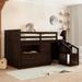 Loft Bed Low Study Twin Size Loft Bed With Storage Steps and Portable,Desk,Gray