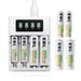 EBL4Bay LCD Smart Charger with (4pcs) 1.2V AA Rechargeable Battery 2800mAh and (4pcs) AAA Batteries 1100mAh