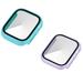 2 Pack Hard PC Case with Tempered Glass Screen Protector Compatible with Apple Watch SE Series 6 Series 5 Series 4 40mm original blue and original light purple