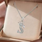 Sehao Necklaces & Pendants Crown 26 English Letters Full Diamond Pendant Necklace For Women Silver Crown Rhinestone Necklaces A Z 26 Alphabet Initial Necklaces For Teen Girls Jewelry S