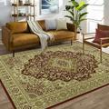 OYang Area Rug Small Entryway Doormat Rug Vintage Area Rug Non Slip Persian Area Rug Kitchen Rug Low Pile Distressed Carpet for Living Room Bedroom Laundry