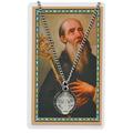 McVan 1 in. St Benedict Prayer Black Enameled Pewter Medal with 24 in. Silver-Tone Chain & Laminated Holy Card Set