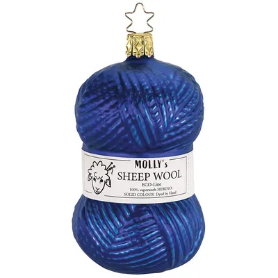 Weihnachtskugel Wollknäuel, dunkelblau, 11 cm Image