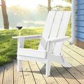 ACEGOSES Folding Adirondack Chair Outdoor Patio Chair w/ Wide Armrests White/1Pc