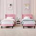 Latitude Run® Rehnuma Twin Bed Frame Upholstered Platform w/ Headboard & Strong Wooden Slats Metal in Pink | 47.3 H x 41.7 W x 76 D in | Wayfair