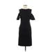 Zara Basic Casual Dress - Sheath High Neck Short sleeves: Black Solid Dresses - Women's Size Medium