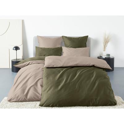 Bettwäsche "Mila2", grün (grün, beige), B/L: 135cm x 200cm, , Mako-Satin, B/L: 40cm x 80cm, Mako-Satin, Obermaterial: 100% Baumwolle, GUIDO MARIA KRETSCHMER HOME & LIVING, Bettwäsche, Mako-Satin aus 100% Baumwolle, Größe ab 135x200 cm Image
