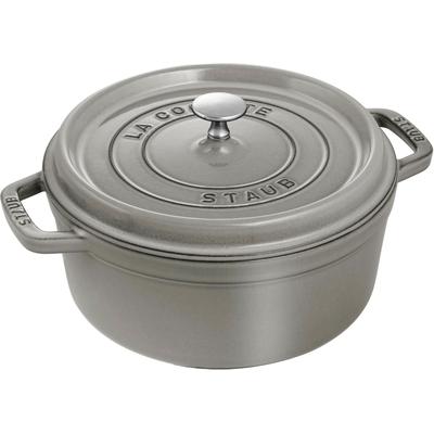 Bräter STAUB "Cocotte", grau (graphit, grau), H:15,3cm Ø:24cm, Töpfe, robust, langlebig, perfekte Hitzeverteilung, Aroma