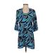 Escapada Casual Dress - Shift Scoop Neck 3/4 sleeves: Blue Dresses - Women's Size Small