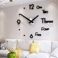 Grande Horloge Murale 3D à Quartz Design Moderne Bricolage Mode Montres Miroir Acrylique