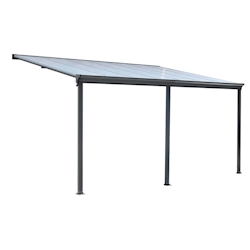Aileenstore Terrassenüberdachung Sky Guard Aluminium 434 cm als Bausatz Sichtschienen und Hohlkammerplatten Grau Image