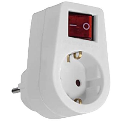 Schuko Steckdosenadapter 1-fach mit schalter - Weiß Zenitech Image