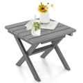 Costway Outdoor Folding Side Table Foldable Weather-Resistant HDPE Adirondack Table-Gray