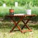 Winston Porter Andehsha Patio Outdoor Small Folding Table, Side Table, Tea Table Portable Table for Garden Backyard in Brown | Wayfair