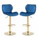 Velvet Adjustable Swivel Bar Stools Set Of 2 Modern Counter Height Barstools With Golden Color Base