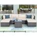 Rattan Outdoor Furniture Set, Sectional Sofa with Cushions, Coffee Table, Resistant to Water and UV Rays