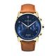 DeTomaso Sorpassso Chrono Gold Blue Men's Watch Analogue Quartz Leather Brown, Blue, Strap.