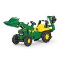 rolly toys | rollyJunior John Deere | Pedal Tractor with Loader and Rear Digger (Backhoe Loader) | 811076, Green