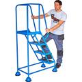 Mobile Rolling Safety Steps with Handrail and Cupped Feet (4 Tread) - The Workplace Depot